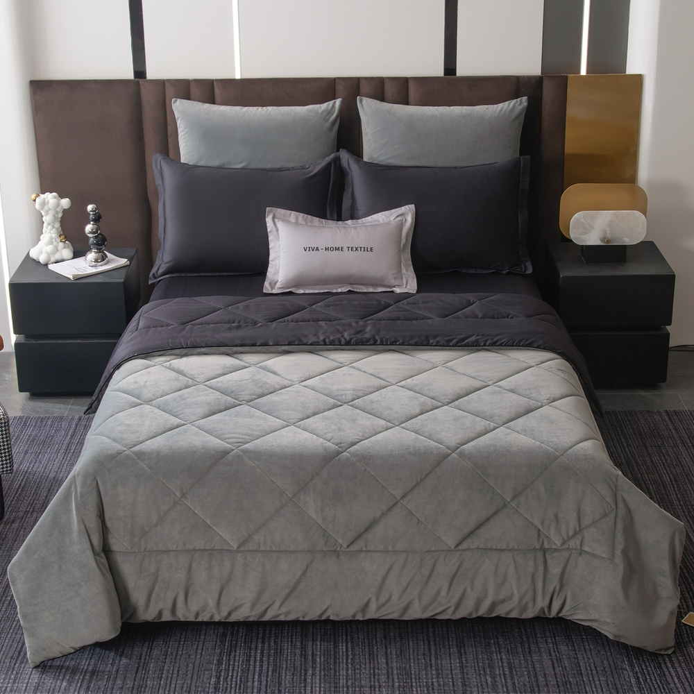 КПБ на резинке Сатин Velvet Premium с Одеялом VPR004, Евро, 4 наволочки, простынь 160*200*25