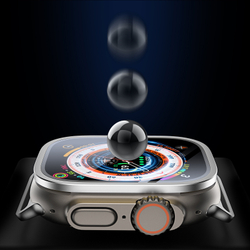 Закаленное стекло с рамками серебристого цвета от Dux Ducis для смарт часов Apple Watch Ultra 49mm, серия Flas Screen Protector Black