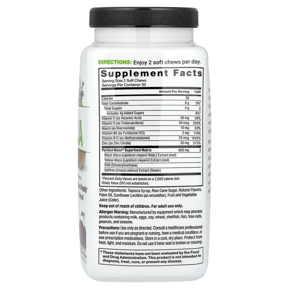 Force Factor, Perfect Maca®, темная вишня, 60 жевательных таблеток