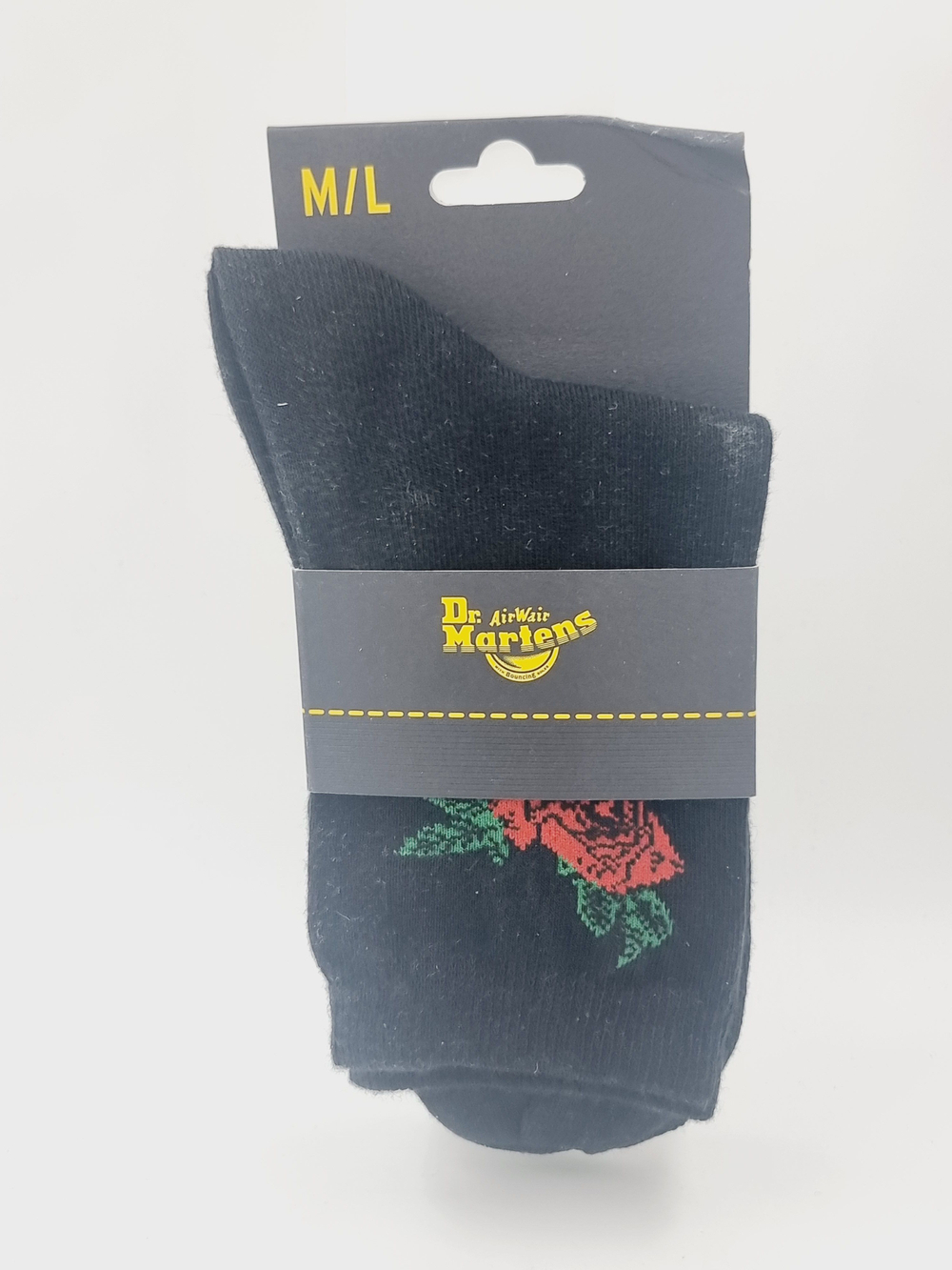 DR. MARTENS Носки черные с цветочным узором, M/L (42-48), 1 пара (Португалия)
