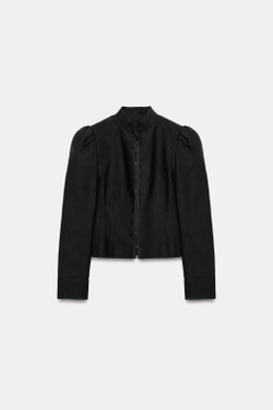 ZARA ЖАККАРДОВЫЙ ЖАКЕТ — ZW COLLECTION, ЧЕРНЫЙ