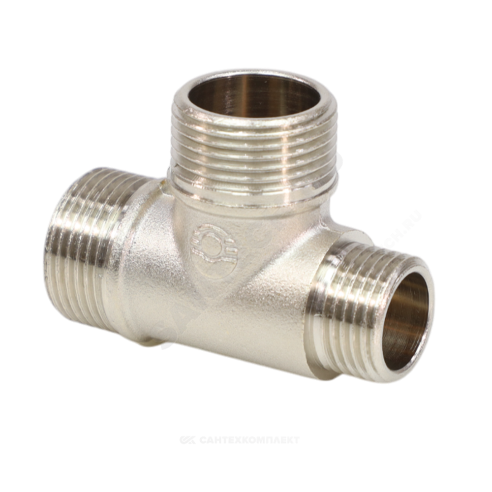 Тройник латунь никель переходной Ду 15х20х20 (1/2"х3/4"х3/4") НР/НР/НР VALFEX VF.131.N.034