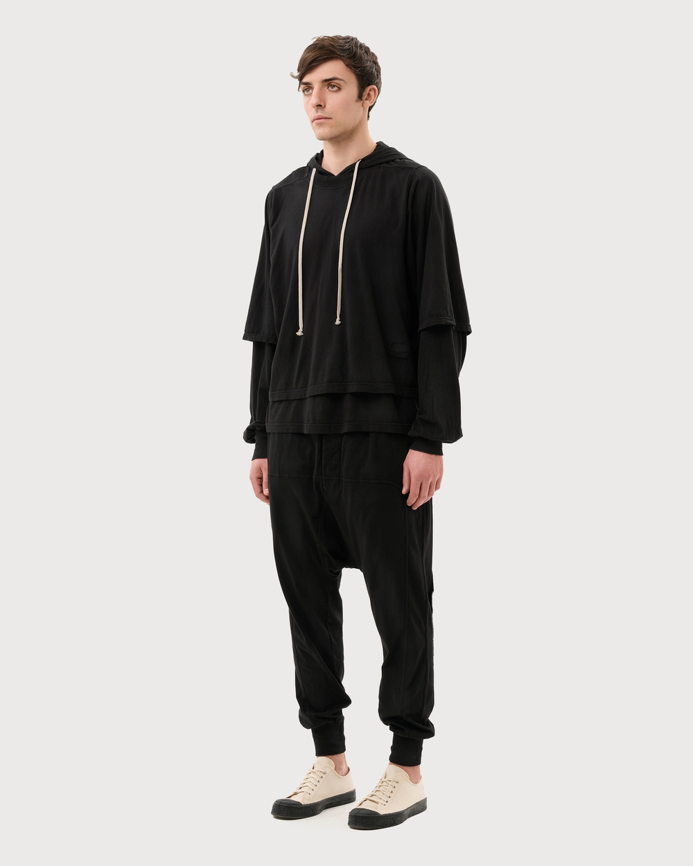 RICK OWENS DRKSHDW БРЮКИ ЧЕРНЫЕ LIDO PRISONER DRAWSTRING