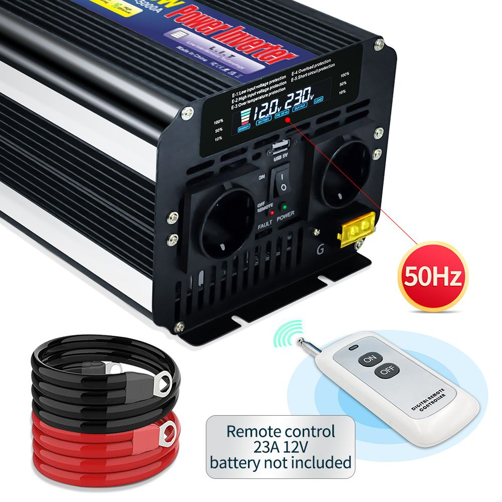 Инвертор 12V-220V 10000W черный  Lvyuan модиф.синусоида с пультом