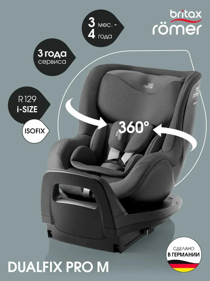 Автокресло 0+/1 Britax Roemer DUALFIX PRO M Style Mineral Grey 2000040891, до 18 кг, (61 до 105 см), серый