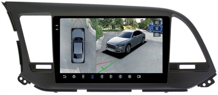 Магнитола для Hyundai Elantra 6 2016-2018 (без штатной КЗВ, рамка тип 2) - FarCar BX9-360-7065F2A монитор 9.5" 2K QLED на Android 13, Быстрая, CarPlay, 4G SIM-слот, 4 камеры в комплекте