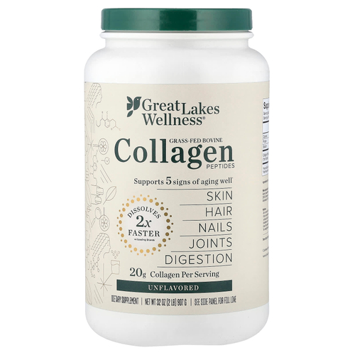 Great Lakes Wellness, пептиды бычьего коллагена от животных травяного откорма, без вкусовых добавок, 907 г (32 унции)