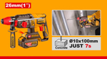 Аккумуляторный бесщеточный перфоратор SDS-Plus INGCO CRHLI422682 INDUSTRIAL 42 В 2,5 Дж 2х2Ач