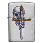 Зажигалка Zippo Sword Skull Desig с покрытием Brushed Chrome
