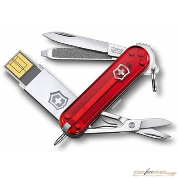 Нож Victorinox@work c USB-16Гб 58мм 8 функций прозрач красный (4.6125.TG16B)