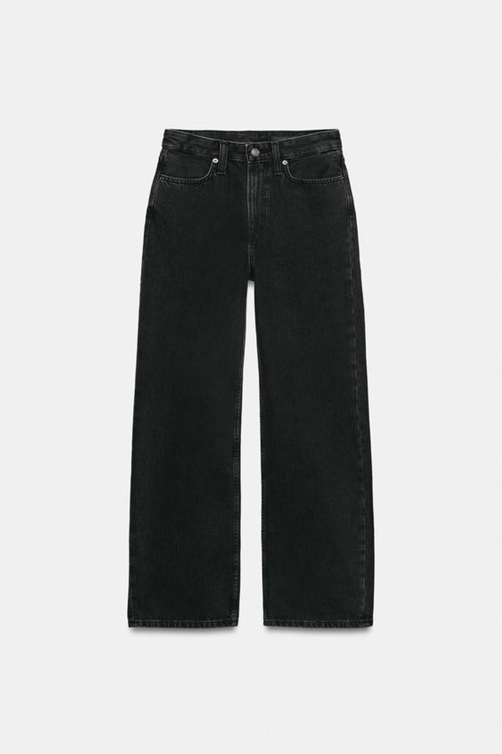 ZARA ДЖИНСЫ STRAIGHT FIT С ВЫСОКОЙ ПОСАДКОЙ — ZW COLLECTION, ЧЕРНЫЙ