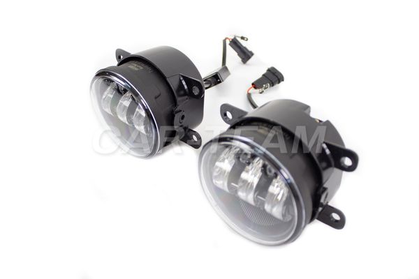 Противотуманные фары (ПТФ) линзованные "Sal-Man" (7 диодов LED 50w+60W (дальний+ближний)) на Лада Веста, Нива Урбан, Гранта FL, Ларгус FL, X-Ray, Renault, Nissan, Honda, Ford, Opel, Peugeot, Mitsubishi, Daewoo (арт. 01170)