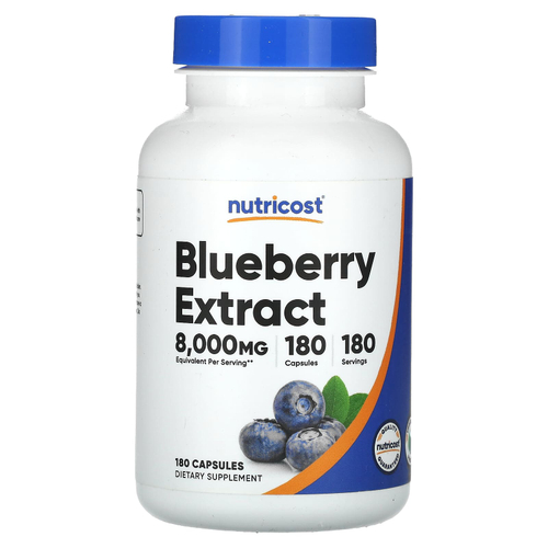 Nutricost, Экстракт голубики, 160 мг, 180 капсул