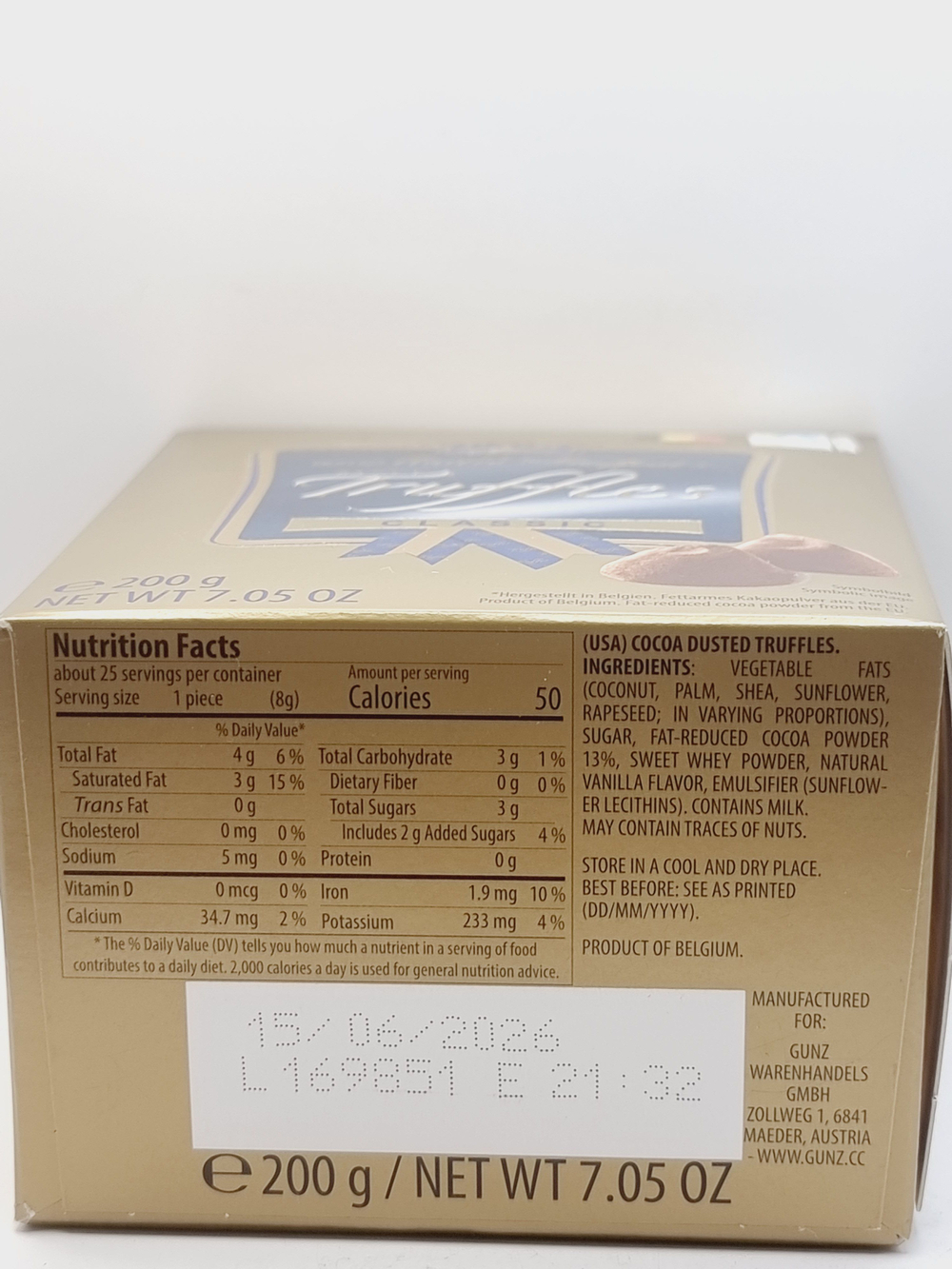 Шоколадные трюфели Maitre Truffout Truffles Classic, 200 г (Бельгия)