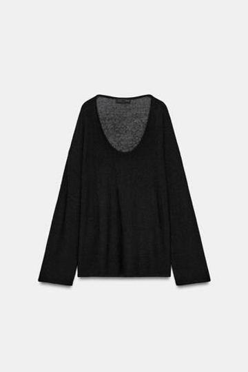 ZARA СВИТЕР С КРУГЛЫМ ВЫРЕЗОМ, ЧЕРНЫЙ