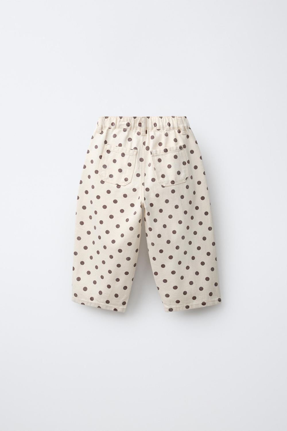 ZARA БРЮКИ BARREL ИЗ ТВИЛА В ГОРОШЕК, ЭКРЮ