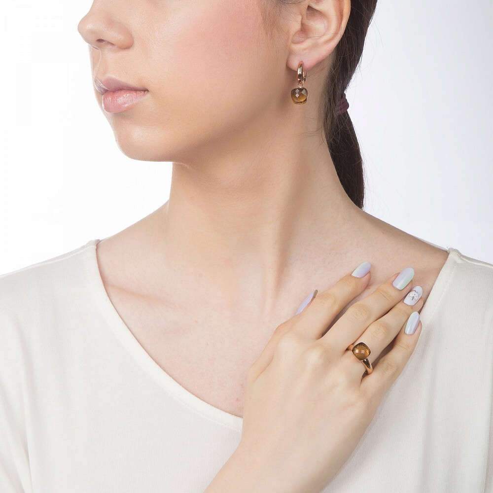 Кольцо Qudo Firenze smoked topaz 17.8 мм 610766/17.8 BR/RG размер 18