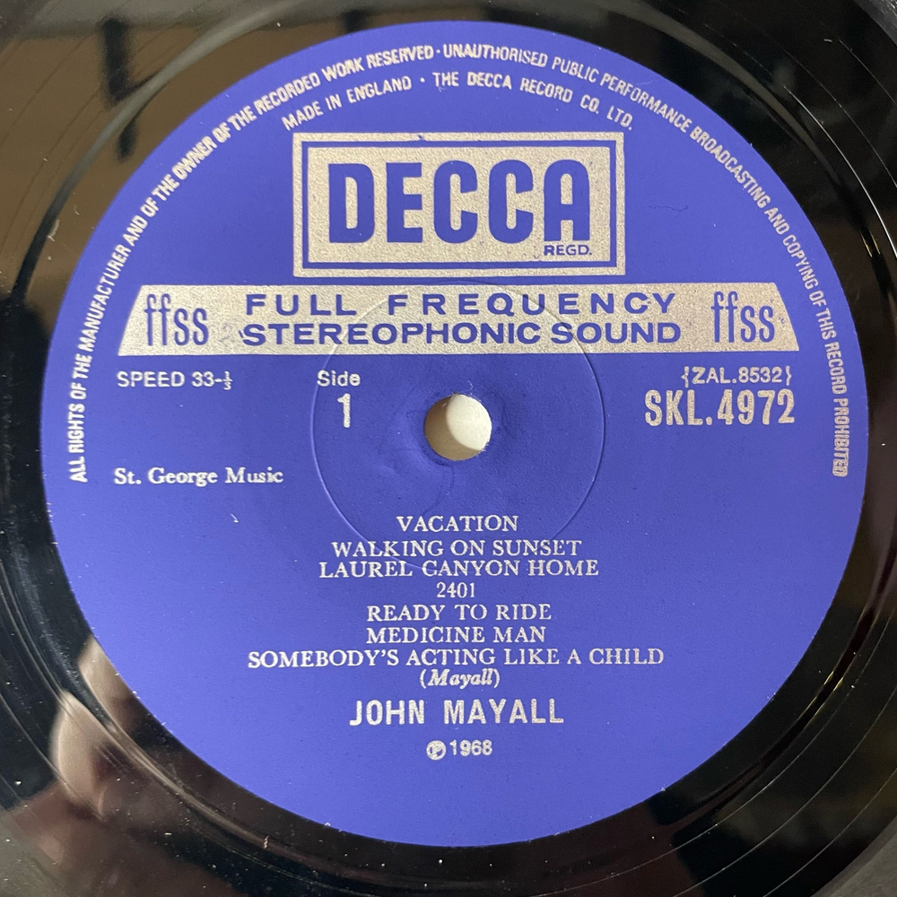 Винтажная виниловая пластинка LP John Mayall Blues From Laurel Canyon (Англия 1970)