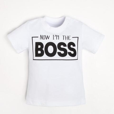 Футболка "Little Boss", рост 86-92 см, белый 9096414 (Крошка Я), 1 шт.