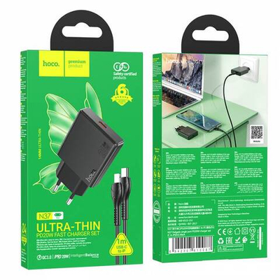 Зарядное устройство на Lightning Hoco N37 PD20W+QC3.0 (black)