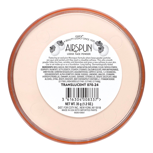 Airspun, Пудра для потери веса, полупрозрачная 070-24, 35 г (1,2 унции)