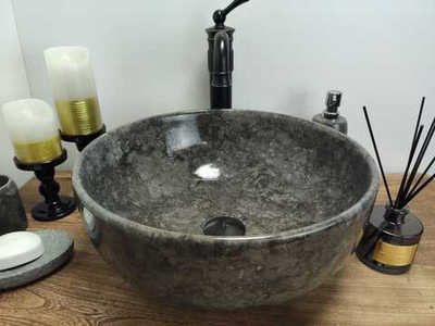 Раковина из мрамора Bowl Grey BM-60644 40x40x17 из натурального камня