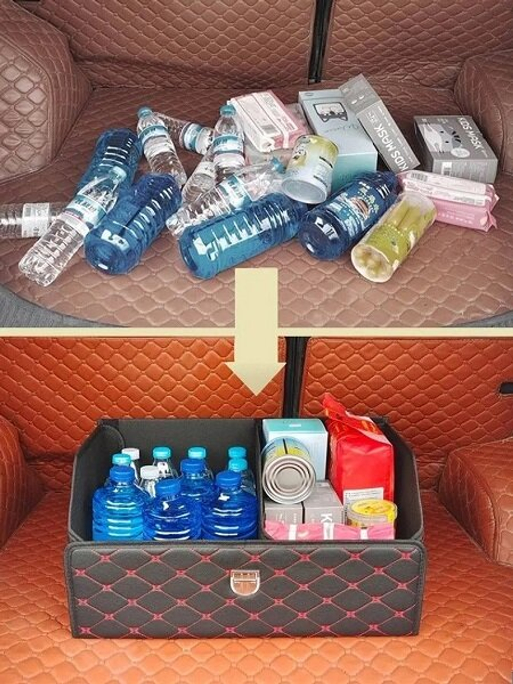 Органайзер бокс в багажник автомобиля автосумка для хранения аксессуаров сумка для инструментов 54х30х30см, черный / синий уценка