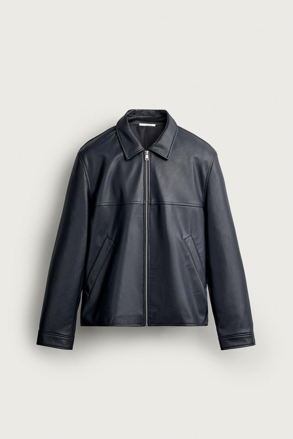 ZARA КУРТКА КЛАССИЧЕСКОГО КРОЯ ИЗ ИСКУССТВЕННОЙ КОЖИ, МОРСКОЙ СИНИЙ