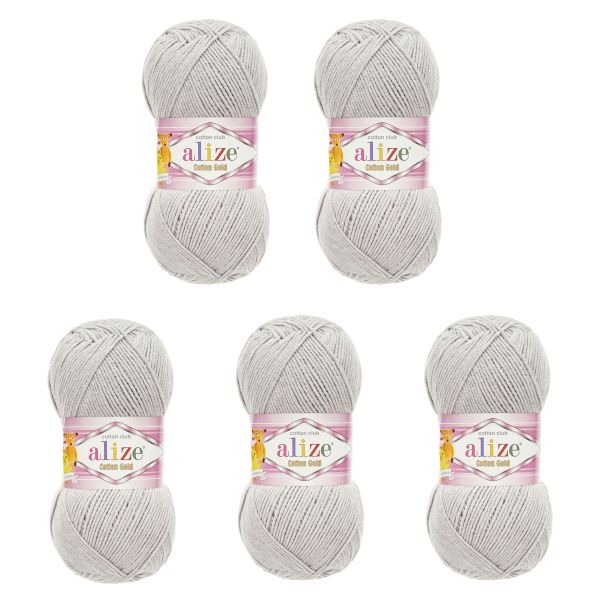 Пряжа Alize (Ализе) Cotton Gold / уп.5 мот. по 100 г, 330м, 200 серый A