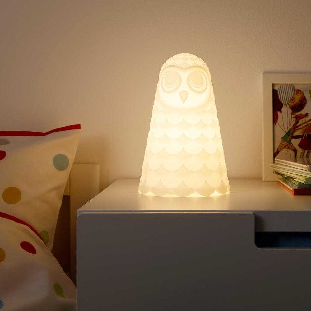 IKEA SOLBO  (ИКЕА СОЛБО)  -  Лампа настольная LED - белый/сова 23 см