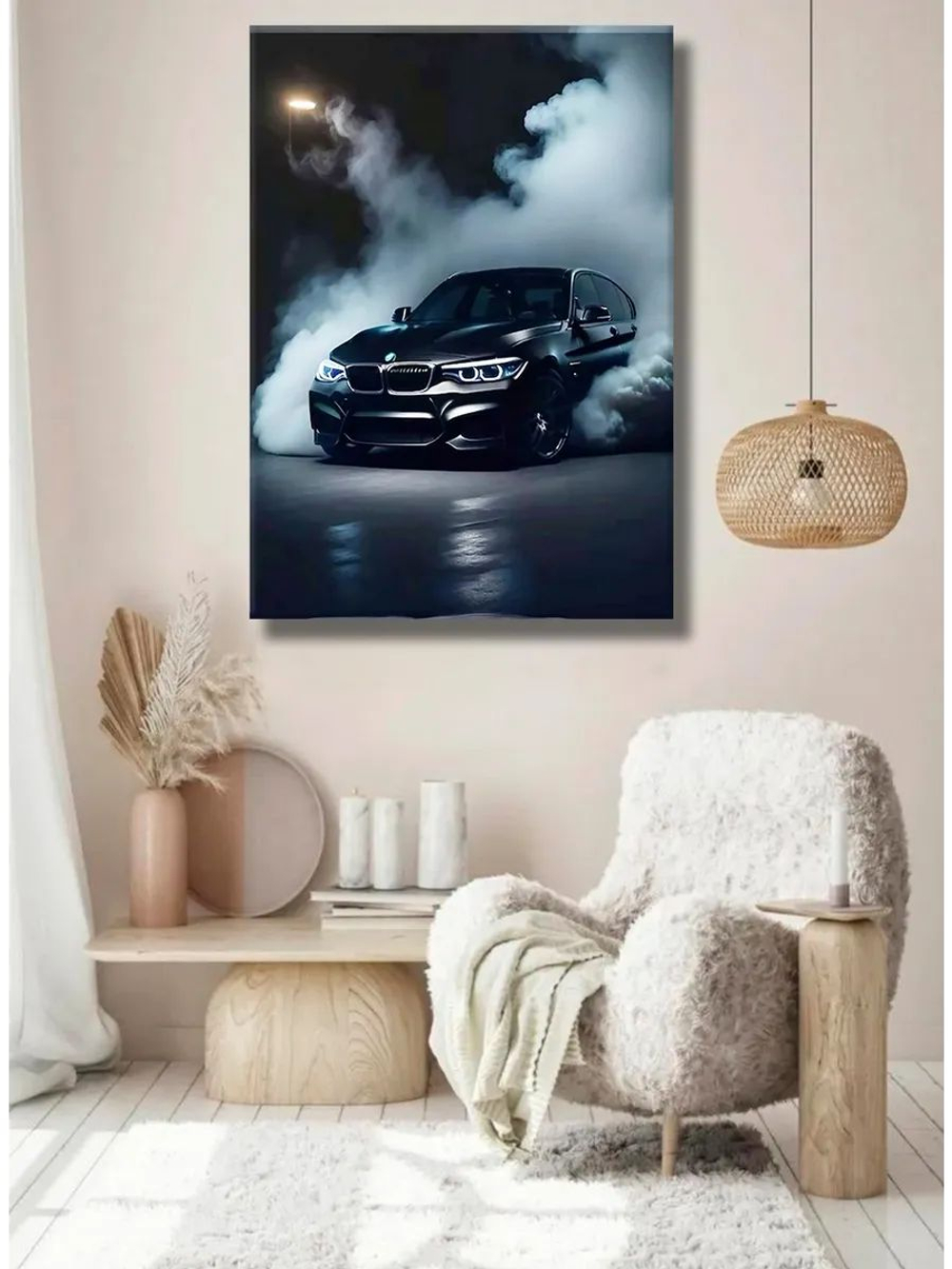 Картина "BMW в ночи", интерьерная 50х70см 1шт.