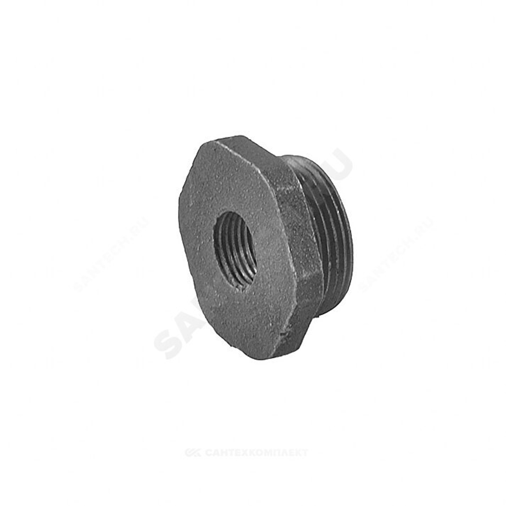 Заглушка (пробка) проходная 1 1/4"x3/4" левая резьба для чугунных радиаторов QLCX