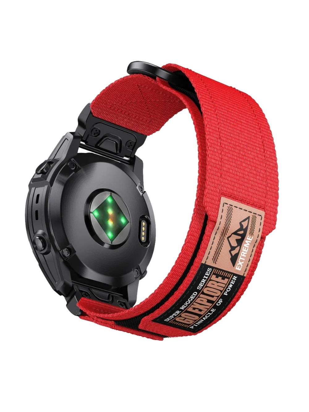 Нейлоновый ремешок 26 мм для Garmin (циферблат 51мм) QuickFit на липучке (Красный)