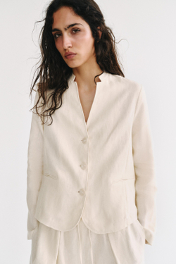 ZARA БЛЕЙЗЕР ИЗ 100% ЛЬНА — ZW COLLECTION, ЭКРЮ