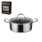 Кастрюля с крышкой,трех-слойная сталь, 4,6 л 24/21,5*17 см с крышкой New Kitchen Honeycombs. P.L.