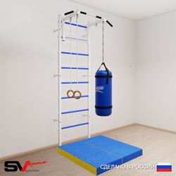 Шведская стенка Sv Sport усиленная 6106 (Турник стандарт/Кольца/Цепь/Мешок 22кг/Мат 1м)