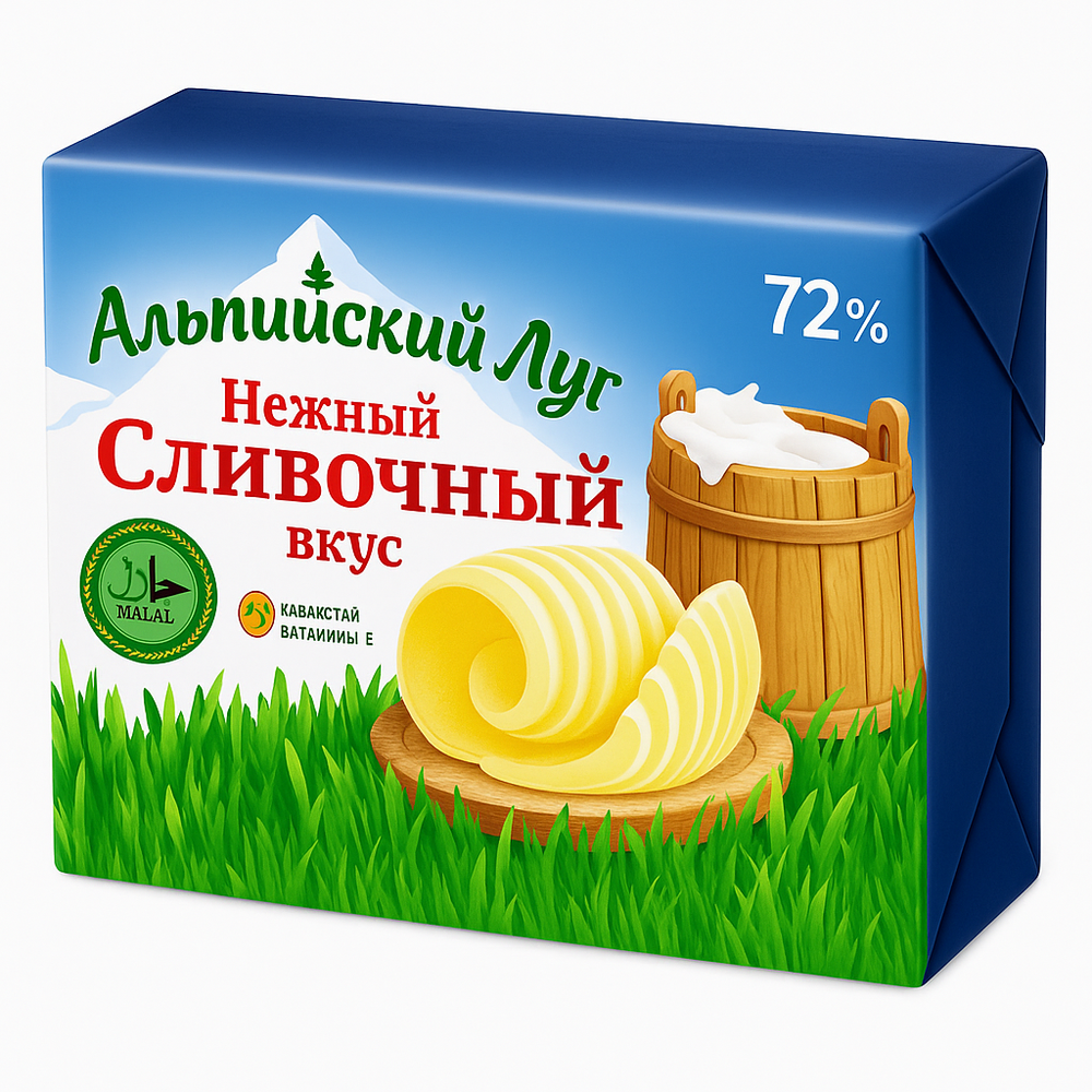 Масло сливочное Альпийский луг 72% 200 гр