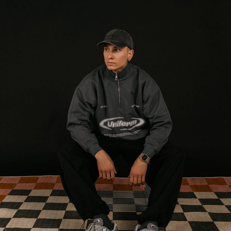 Cвитшот UNIFORM Half-zip Heavy Athletic, темно-серый