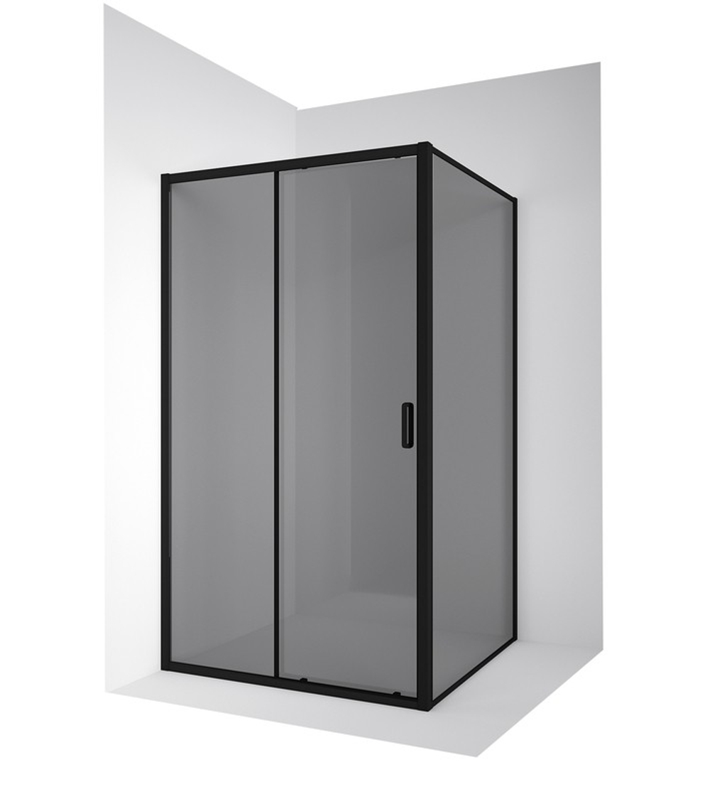 Душевое ограждение Ambassador Forsa 17022217ABB-110ABB (110х110х200) квадрат,черный,стекло тонированное,раздвижная,2 места