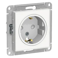 Розетка с заземлением и защитными шторками Systeme Electric AtlasDesign Art Белый ATN200145