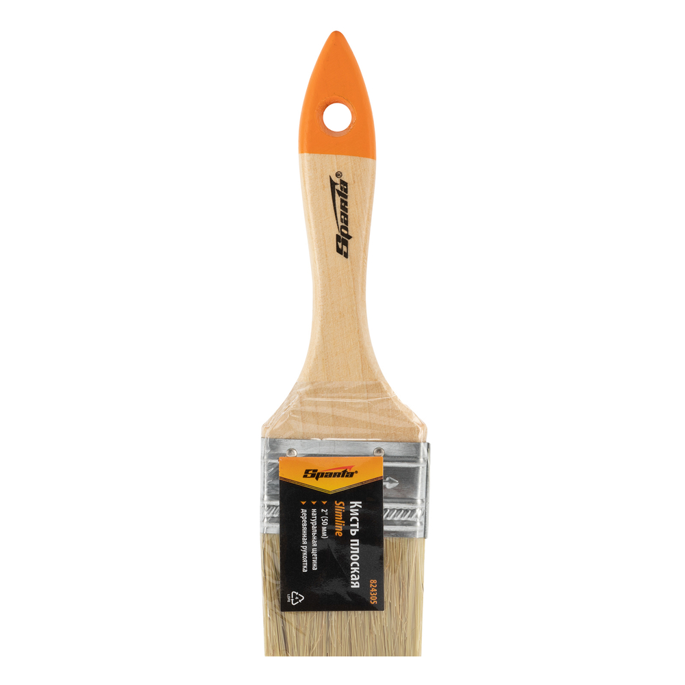 Кисть плоская Slimline 2" (50 мм) натуральная щетина, деревянная ручка Sparta