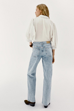 ZARA ДЖИНСЫ Z1975 STRAIGHT СО СРЕДНЕЙ ПОСАДКОЙ И ЖАККАРДОВЫМ УЗОРОМ, ПОЛОСКИ