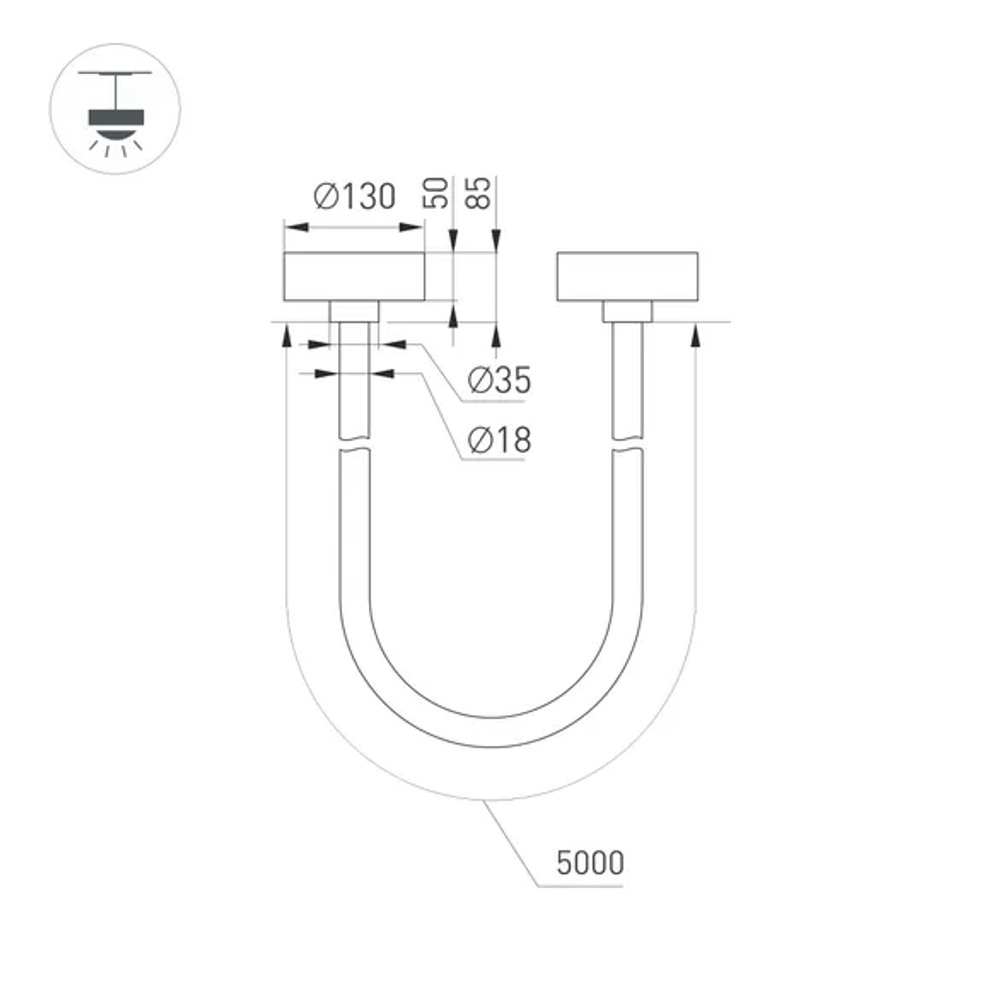 Светильник SP-TROPIC-SURFACE-R18-L5000-58W Warm3000 (BK, 360 deg, 230V) (Arlight, IP20 Пластик, 3 года) 043405