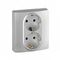Розетка Legrand Etika с заземлением и шторкой алюминий 25618