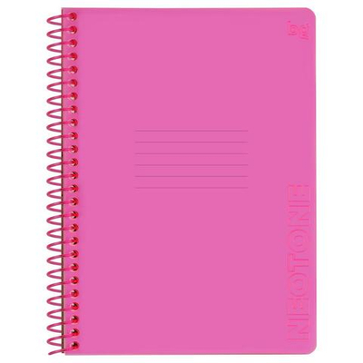 Тетрадь 48л. А5, клетка на пластиковом гребне, пластиковая обложка "Neon. Pink" (BG)
