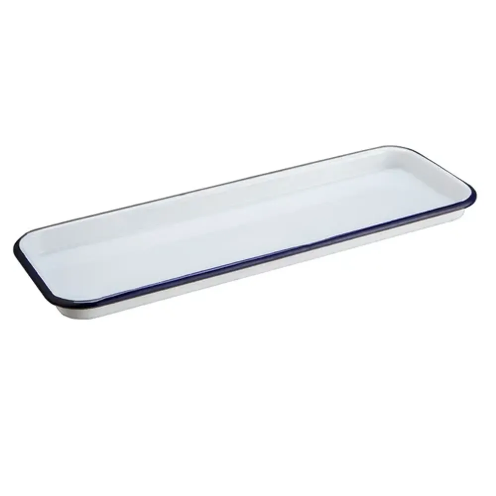 Блюдо прямоугольное 34,7*12,7*1,7 см 400 мл Blue Rim эмалированая сталь SUNNEX [1]