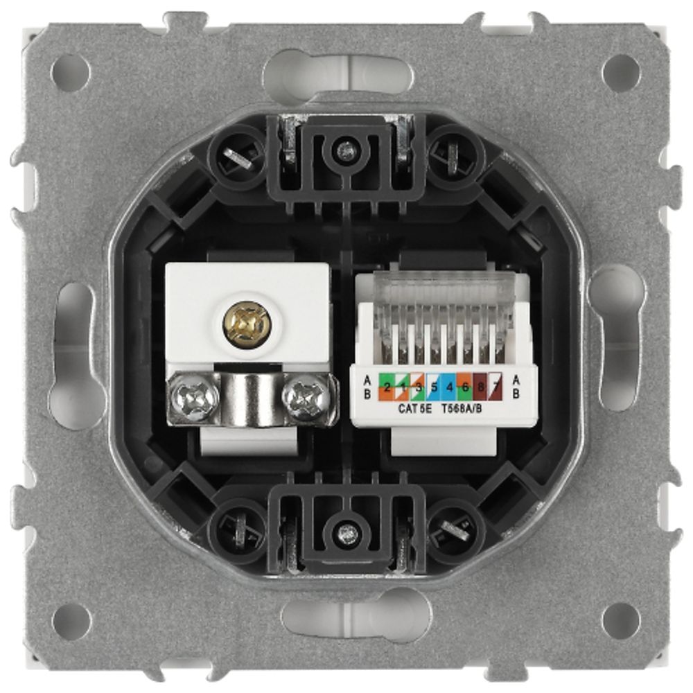 Розетка ЭРА Galaxy 15-3110-01 комбинированная RJ45+TV IP20 белый | Эра Galaxy