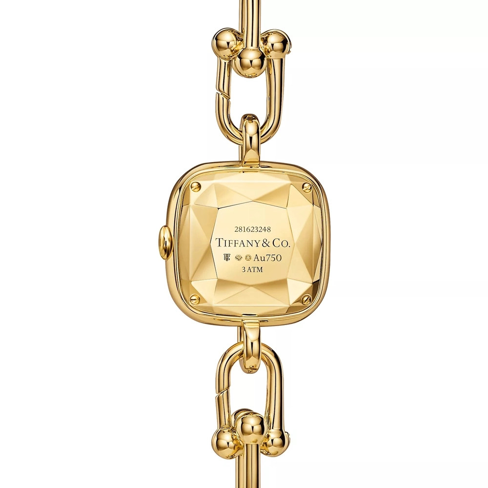 Часы - браслет из жёлтого золота 18k с бриллиантами, Tiffany ⚜️Hard Wear watch pearl