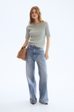 Футболка в резинку — Кремовый — H&M 1329322