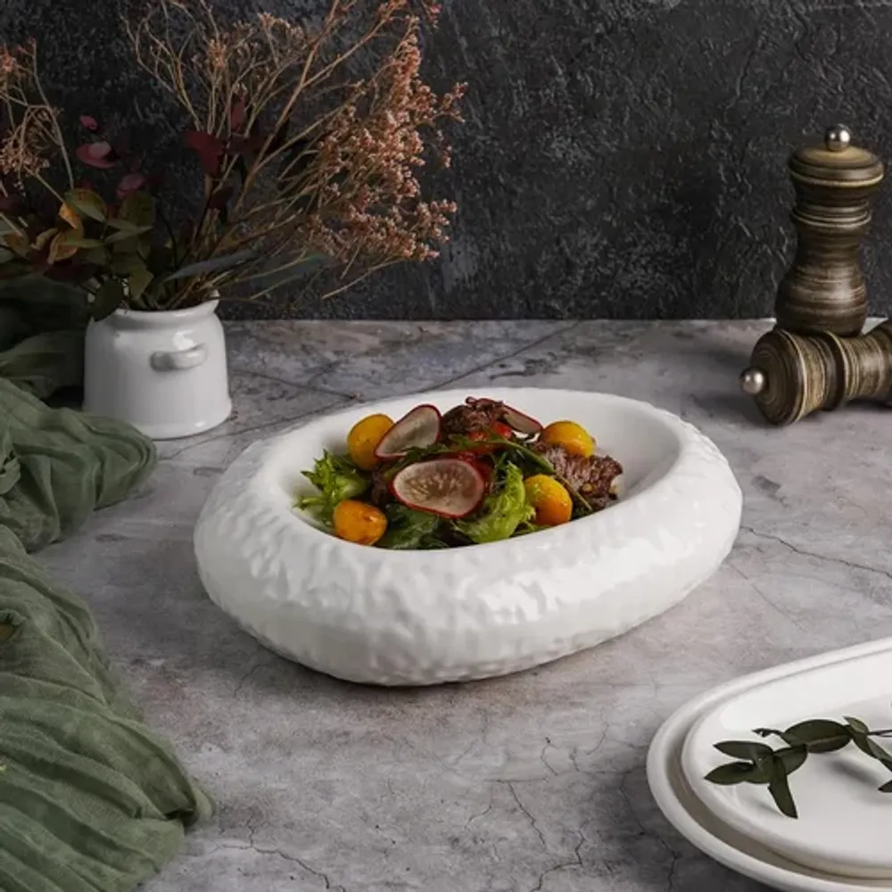 Блюдо овальное для подачи 22,5*18,5 см h5,5 см Organic белое фарфор P.L. Proff Cuisine [3]